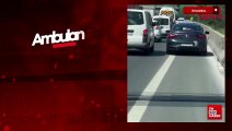 Bağcılar'da emniyet şeridinde ambulansa yol vermeyen sürücüler kamerada