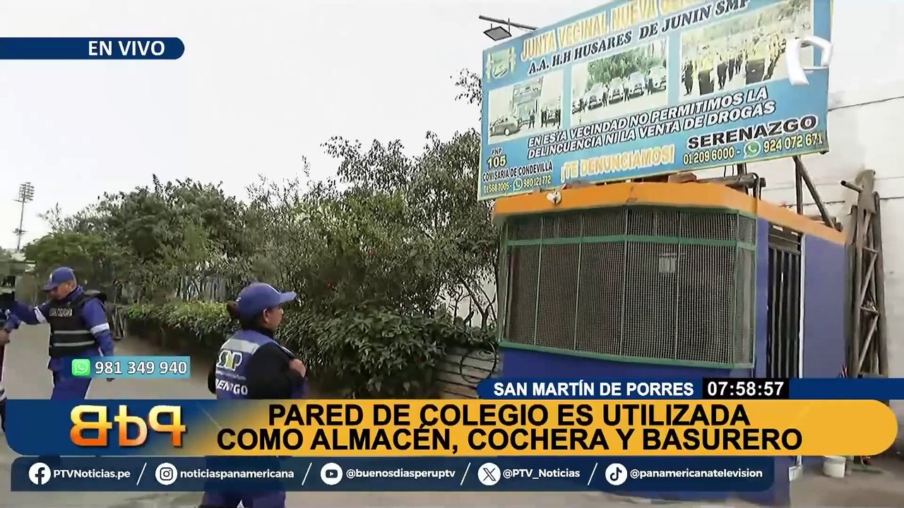 ¡Es un depósito al paso lleno de desperdicios!: Ferretería utiliza pared de colegio como almacén y cochera en SMP