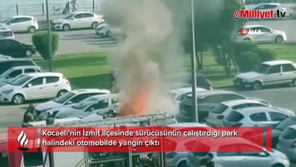 Otomobilde yangın paniği: Sürücü ölümden döndü