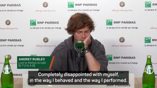 'The problem is the head' - Rublev 'disappointed' with behaviour after French Open exit