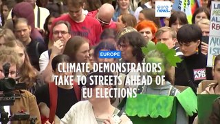 Thousands take part in climate march in Amsterdam and Berlin ahead of European elections