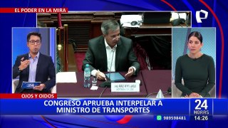 Congreso interpelará a ministro Pérez-Reyes: Deberá responder sobre vías 