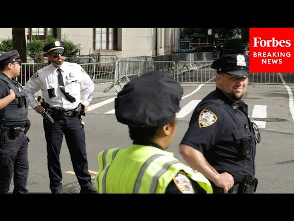 NYPD Police Officers Stand Outside Former President Trump’s NYPD Hush Money Trial