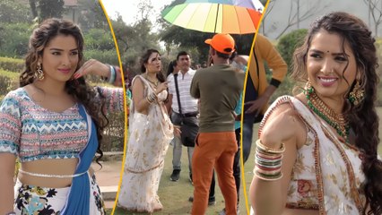 Amrapali Dubey और Amrish Singh फिल्म Rajmahal के एक गाने की शूटिंग करते हुए | Flashback Video