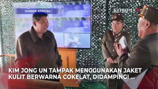 Potret Kim Jong Un Berjaket Kulit Saksikan Latihan Tembak Roket Milik Korea Utara
