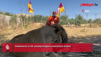 Galatasaray’ın 24. şampiyonluğunu aslanlarıyla kutladı
