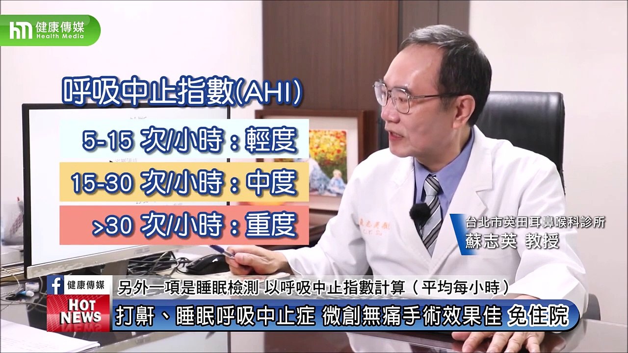 打鼾、睡眠呼吸中止症 微創無痛手術效果佳免住院｜英田耳鼻喉科診所院長 蘇志英教授｜NOW健康
