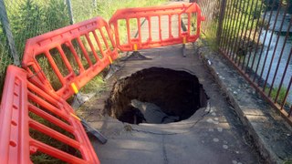 Residents warned to be careful after sinkhole appears on path