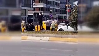 Trafikte kaza sonrası tartışma kamerada