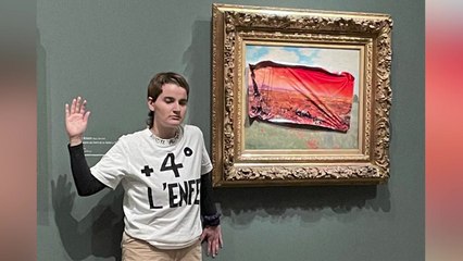모네 그림 훼손한 환경운동가 체포..."기후위기 대응" / YTN