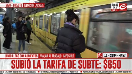 El precio del pasaje en subte ya cuesta 650 pesos