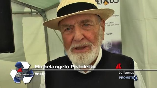 Taglio del nastro a Sant'Albano Stura (CN) per la nascita di una nuova installazione dedicata al riciclo: Pistoletto, Ho voluto esprimere la formula della creazione