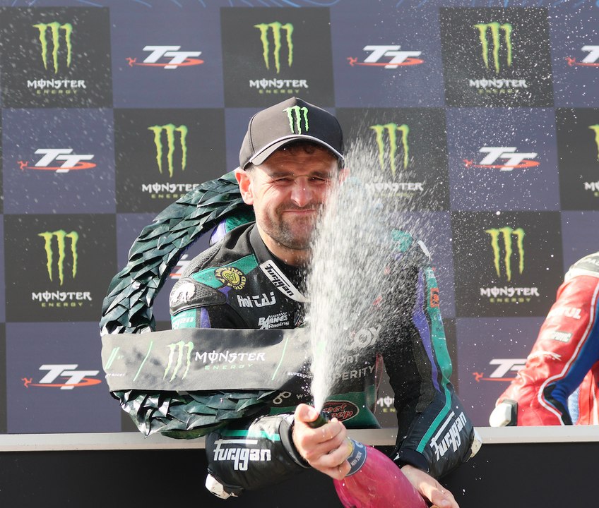 Michael Dunlop announced on stage as 26-time Isle of Man TT winner