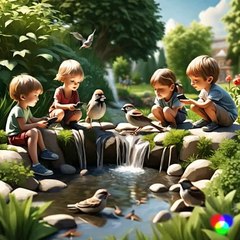 Kids Good Morning with Sparrows