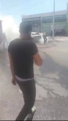 احتراق سيارة كهربائية في ماركا