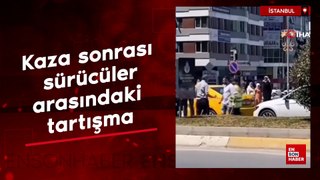 Sultanbeyli'de kaza sonrası sürücüler arasındaki tartışma kameraya yansıdı