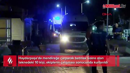 Zamanla yarış! Haydarpaşa'da batmak üzere olan teknedeki 10 kişiyi kurtarıldı