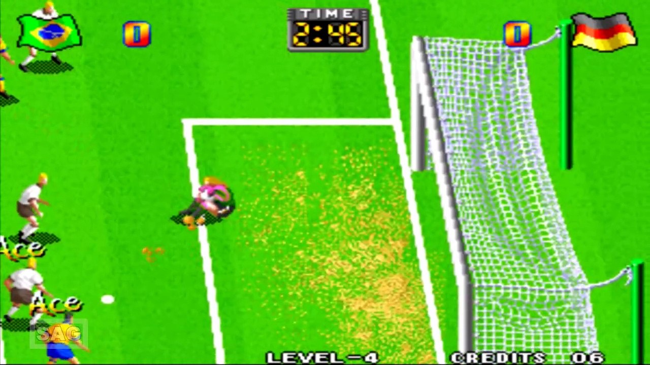 SUPER SIDEKICKS - BRAZIL VS. GERMANY GAMEPLAY (ARCADE) NO COMMENTARY - SERGIO GAMER