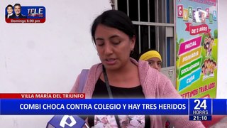 VMT: combi informal choca contra pared de colegio y deja tres pasajeros heridos