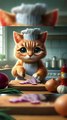 Cut cat cutting onion