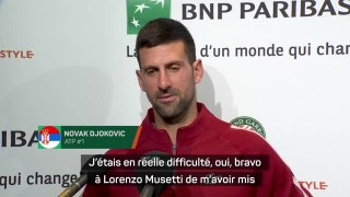 Roland-Garros - Djokovic : “Le public m’a vraiment aidé à avancer”