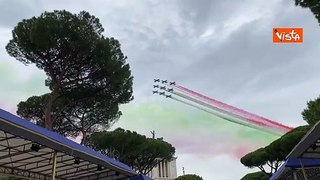 Parata del 2 giugno, il passaggio delle Frecce Tricolori sui fori imperiali