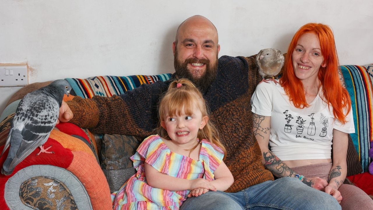 "I force my husband to share a bed with our pet pigeons who kiss and cuddle us"