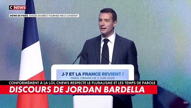 Jordan Bardella, tête de liste RN aux élections européennes, a défendu le programme de sa famille politique lors d'un discours prononcé à l'occasion de son grand meeting parisien