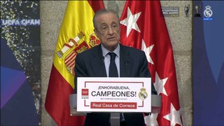 Discurso de Florentino Pérez en la Comunidad de Madrid durante la celebración de la Champions League