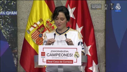 Discurso de Isabel Díaz Ayuso en la Comunidad de Madrid durante la celebración de la Champions League