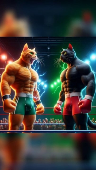 Fight for mom  , Ginger cat  black cat