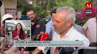 Gobernador de Michoacán acude a votar, rechaza hablar sobre candidato asesinado en Cuitzeo
