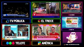 Comparación entre los canales Argentinos durante la Cadena Nacional del Presidente Milei (01/03/2024)