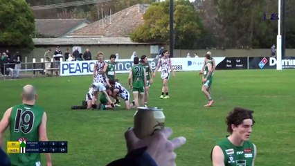 BFNL: Ethan Roberts kicks a long goal for Kangaroo Flat v Castlemaine, rd 7, 2024