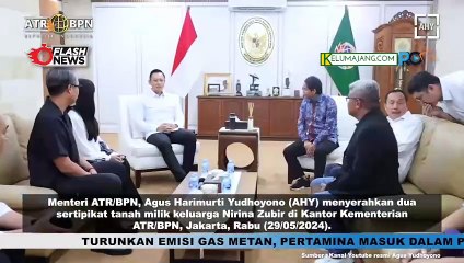 AHY Terima Nirina Zubir dan Keluarga Serahkan Sertifikat Tanah Korban Mafia