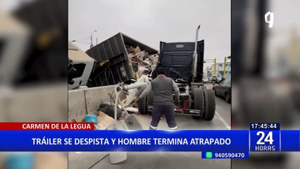 ¡Se salvó de milagro!: Tráiler se vuelva atrapando a un hombre en Carmen de la Legua