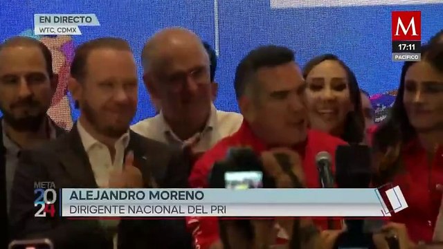 El presidente nacional del PRI, 'Alito' Moreno, declara como ganador a Santiago Taboada