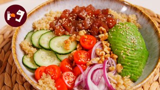 POKE BOWL de Atún, Aguacate y Quinoa, una receta fácil y nutritiva que es muy fresco para verano