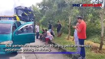 Sopir Microsleep, Bus Rombongan Ziarah Wali Tabrak Truk di Tol Pandaan-Malang