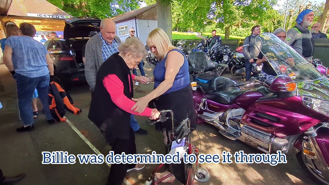 Watch as dozens attend ride out for Raunds 100 year-old to fulfil wish of riding a motorbike for the first time