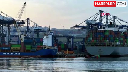 Ambarlı Limanı'nda 28 konteyner denize düştü