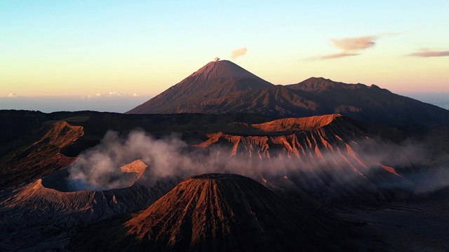 Bayu Triaswara - Aerial side view of bromo tengger semeru volcano in east java