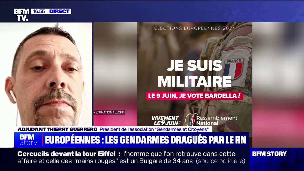 Gendarme sur une affiche du RN: "On est choqués par la récupération qui est faite", affirme Thierry Guerrero (président de l'association "Gendarmes et citoyens")