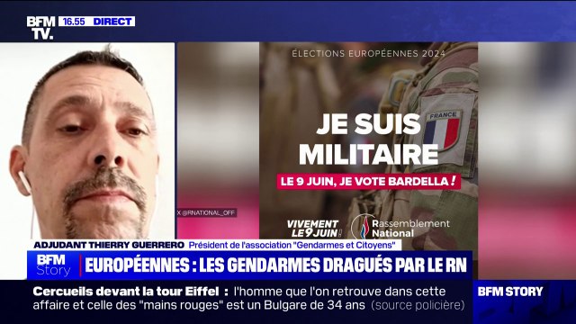 Gendarme sur une affiche du RN: On est choqués par la récupération qui est faite , affirme Thierry Guerrero (président de l'association Gendarmes et citoyens )