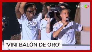 Torcida do Real Madrid faz coro por Bola de Ouro a Vini Jr após título da Champions League