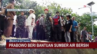 Menhan PrabowoTinjau Langsung Pemasangan Pipa Bantuan Air Bersih di Gunungkidul