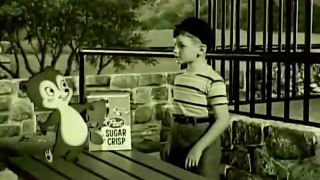 50s Sugar Crisp TV commercial -  kid scared by Sugar Bear at the zoo