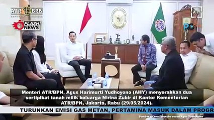 AHY Terima Nirina Zubir dan Keluarga Serahkan Sertipikat Tanah Korban Mafia Tanah