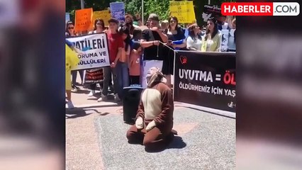 Kilis'te ilginç gösteri: Köpek kostümü giyen adam hüngür hüngür ağladı