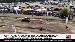 Off-road aracı yarışta takla attı